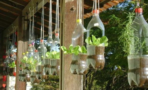 Как украсить сад при помощи пластиковых бутылок
